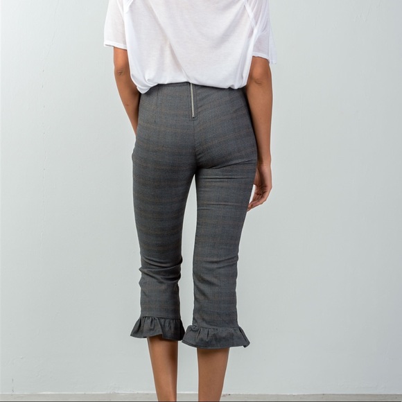 Plaid Ruffle Hem Pants - Picture 3 of 6